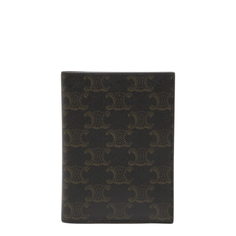 Celine Trion Passport Case Black Brown Leather